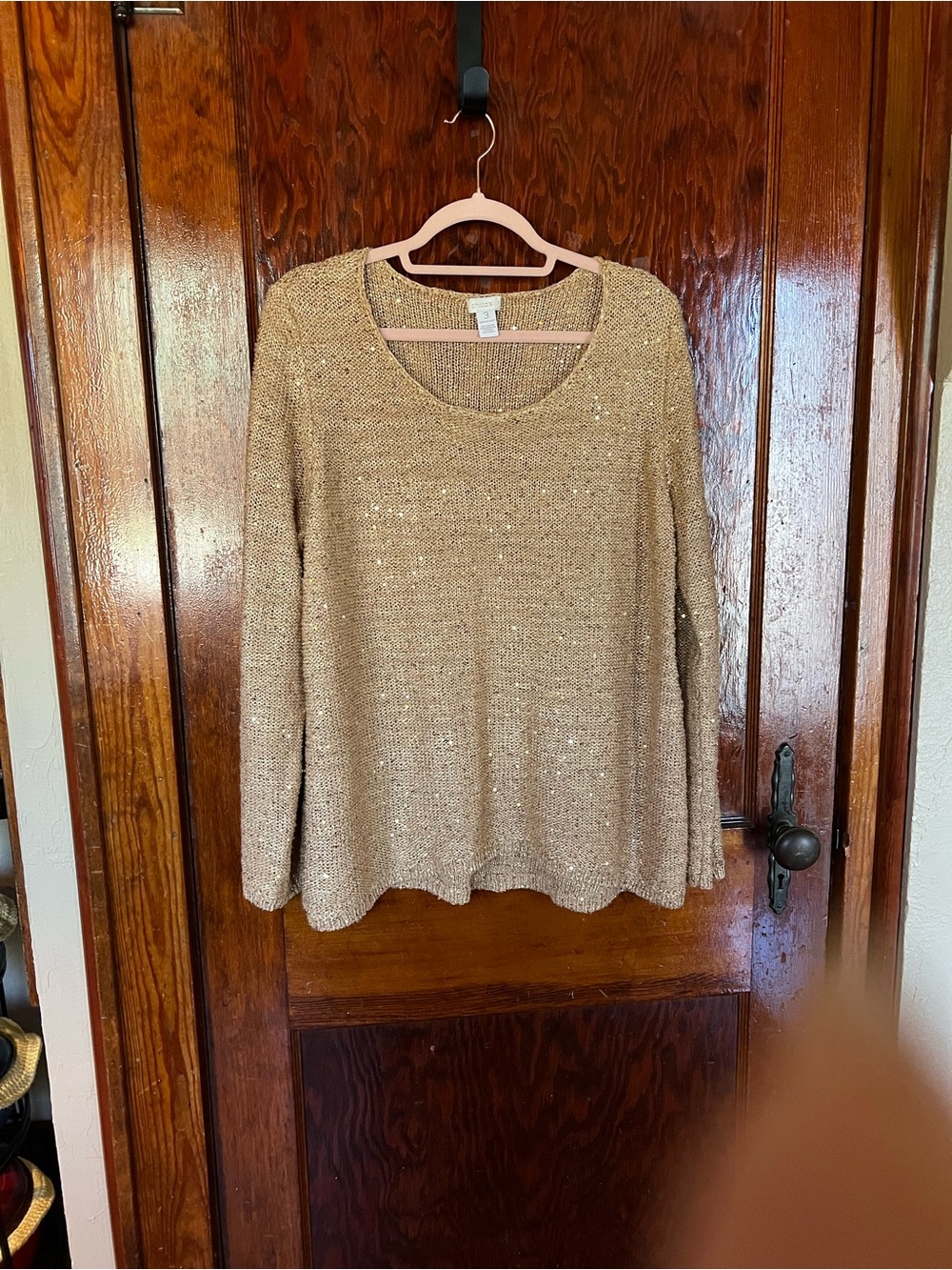 Gold Sequin Knit Sweater